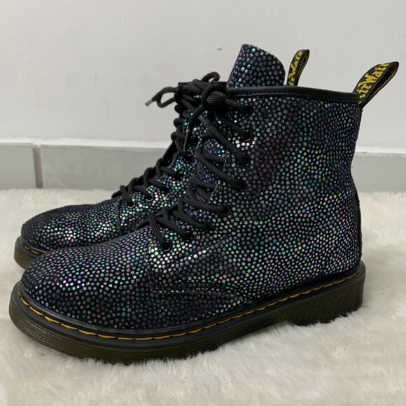 Dr. Martens 1460 Kids Black Iridescent Toddler Lace Up Boots Size 9